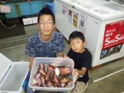 21日、堺漁港でガシラ大漁　シラサエビをエ…