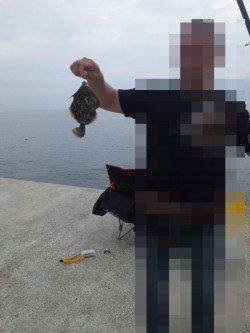 炬口でカゴ釣り　イイ型のアジが釣れました