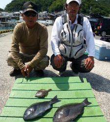 沖一文字内向き　紀州釣りでグレ44cm&39cm