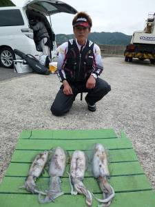 神谷崎でのヤエンでアオリイカ4ハイ