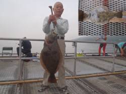 須磨海釣り公園　投げ釣りにヒラメ74cm！…