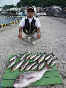 イサギ大漁！立派なマダイも釣れました！沖一文字でのカゴ釣り