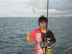 サビキでアジ連掛け　尼崎市立魚つり公園