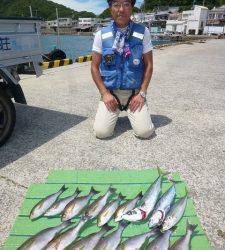沖一文字内向き夜通しのカゴ釣りでイサギ・マルアジ・ゴマサバ