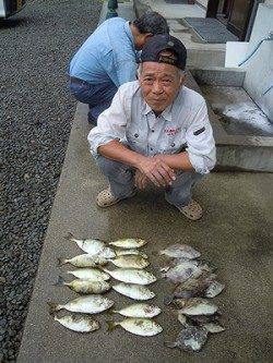 湯浅の磯　酒カスをエサにアイゴ、ほかカワハギの釣果も