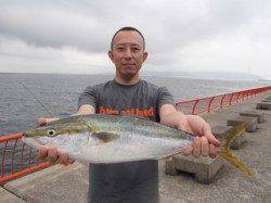 平磯海づり公園　メタルジグでハマチ58cm