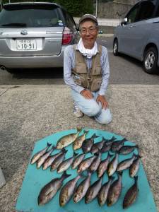 沖一文字内向きにてイサギ・グレ・アイゴの釣…