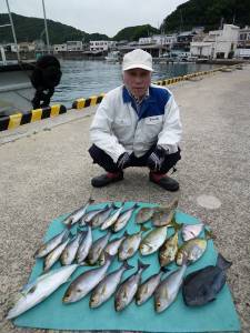 ヒラバエにてカゴ釣りでイサギ・ハマチなど　…