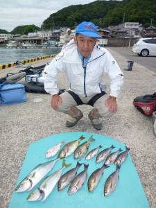 ヒラバエにてカゴ釣りでツバス・イサギ・アイ…