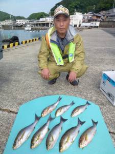 沖一文字での釣果　のませでメジロ、カゴ釣りで良型イサギ