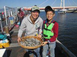 尼崎市立魚つり公園　サビキでは午前中カタクチイワシ一色でした