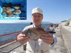 平磯海づり公園　ハゲ掛け仕掛けでウマヅラ・カワハギ