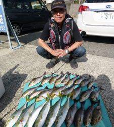 ヒラバエでのカゴ釣り釣果　イサギ、ハマチ好釣でした