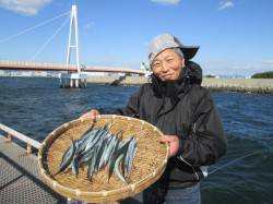 尼崎市立魚つり公園　強風の中でサヨリ４０匹…