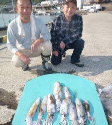 神谷崎地磯でのヤエン　2人でアオリ9杯