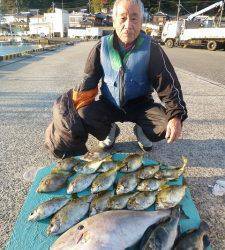 ヒラバエでアイゴ・グレ・カワハギ・ウスバハゲ　沖一文字でグレ・イサギなど