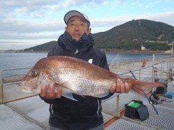 須磨海づり公園　ウキ流しでマダイ63cm！