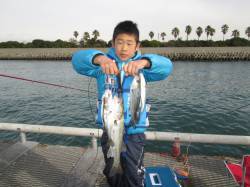 尼崎市立魚つり公園　午前中はエビ撒き釣りに…