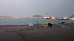 香住東港　遠投サビキでアジ狙い　他の人は良…