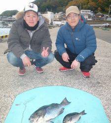 沖一文字内向き　ノマセでグレ・メジロ、カゴ釣りでスマガツオ・ヒラスズキ