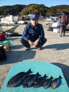 沖一文字内向きのカゴ釣り釣果　グレ42cm…