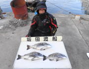 黒島の筏　のませ釣りでヒラメ45cm