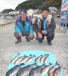 沖一文字内向き　カゴ釣りで43cmの良型グレなど