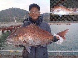 須磨海づり公園　ウキ流し釣りでマダイ75cm！