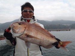 須磨海づり公園にてマダイ67cm