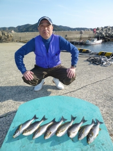 沖一文字内むきのカゴ釣りで良型イサギ