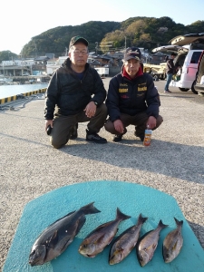 ホウライ磯 、鷹島のカンドリにてグレと良型チヌの釣果