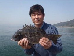 須磨海釣り公園　ウキ流しでチヌ43cm