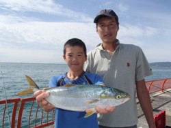 神戸市立平磯海づり公園　ウキ釣りでハマチ