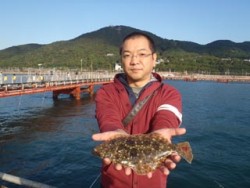 神戸市立須磨海づり公園 、投げ釣りで平目