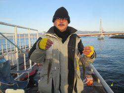 尼崎市立魚つり公園　ズボ釣りでチヌ、ほか