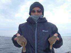 須磨でカレイ　エサは青虫