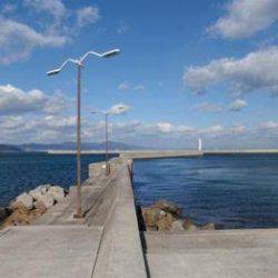 テトラで探り釣り