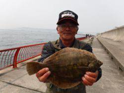 神戸市立平磯海づり公園　投げ釣りでカレイ