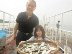 尼崎市立魚つり公園　深めのタナでイワシ