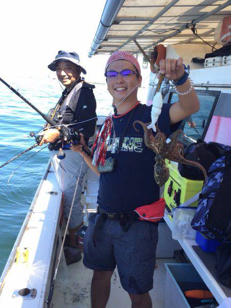 初船上タコ釣り
