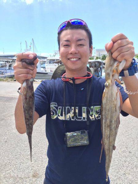 初船上タコ釣り