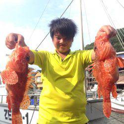 デカ オニカサゴ、真鯛、獲ったど〜