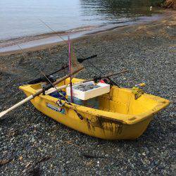 小浜の浜からボートエースにて笑