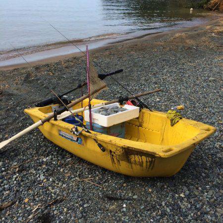 小浜の浜からボートエースにて笑