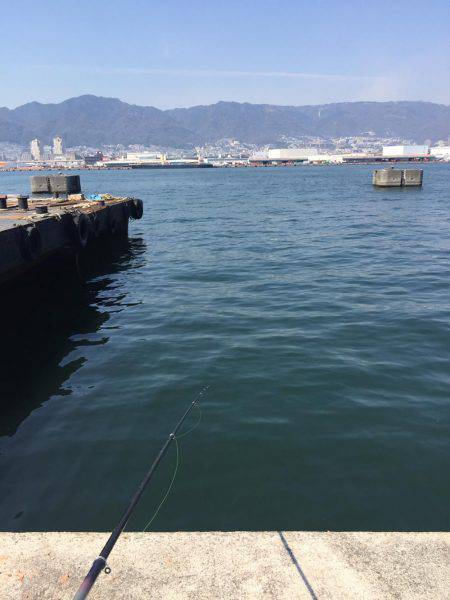 神戸港の沖堤にて