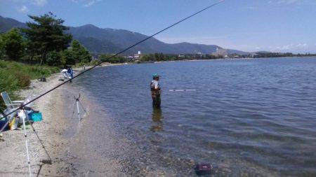 志賀浜で小あゆ釣り