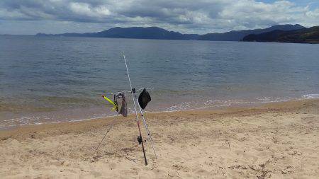 栗田海水浴場でキス釣り