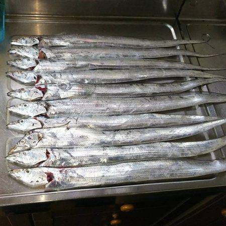 暴風の中のタチウオ釣り