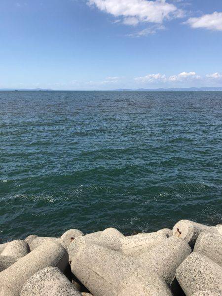 台風後のショアジギ