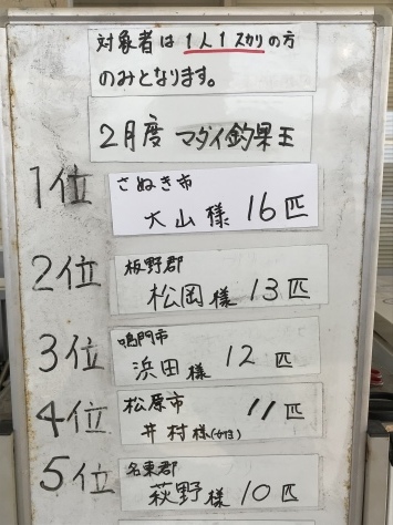 淡路じゃのひれフィッシングパーク 釣果